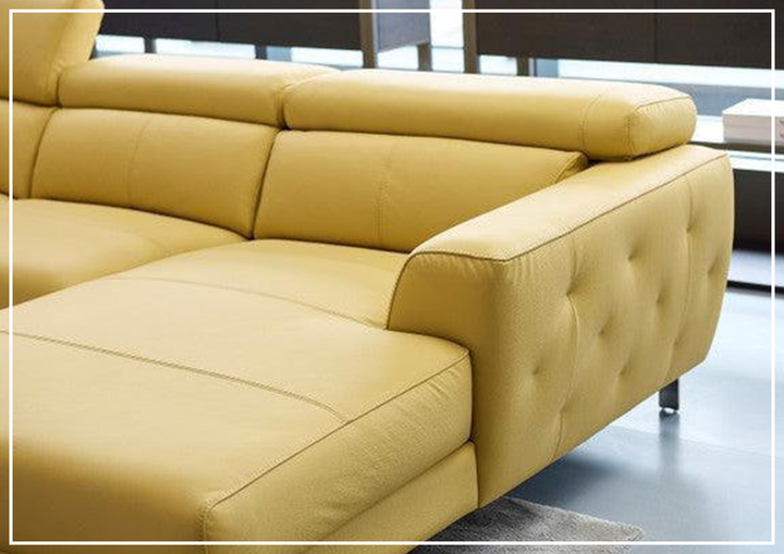 Niva Leather Sectional top grain yellow leather