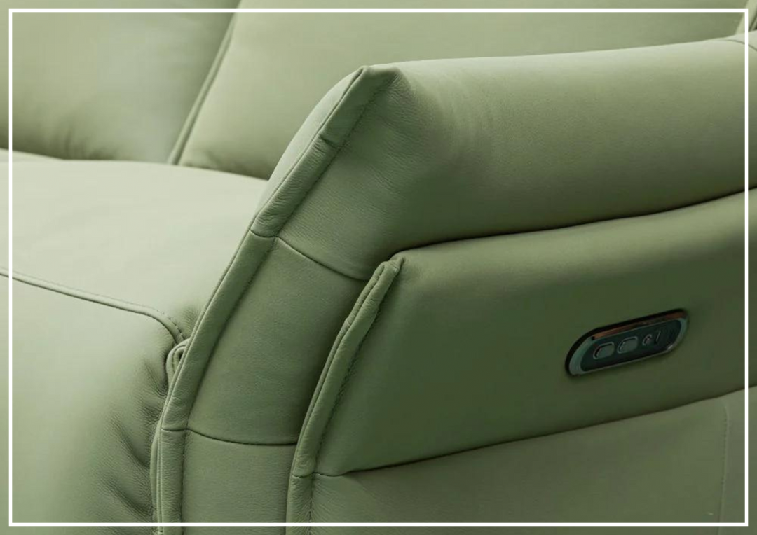Klaussner Vittoria 3-Seater Leather Power Reclining Sofa in Green