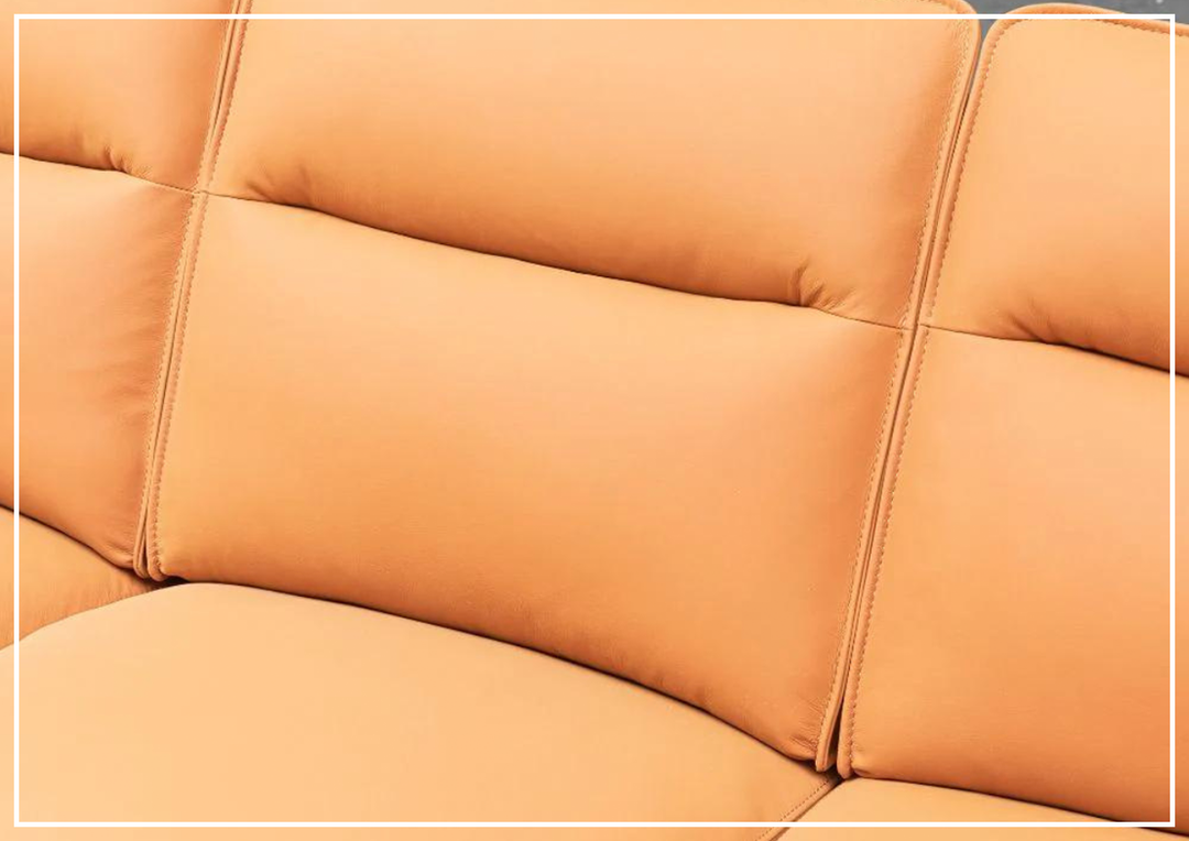 Klaussner Grazia 3-Seater Tufted Leather Sofa with Track Arms in Orange