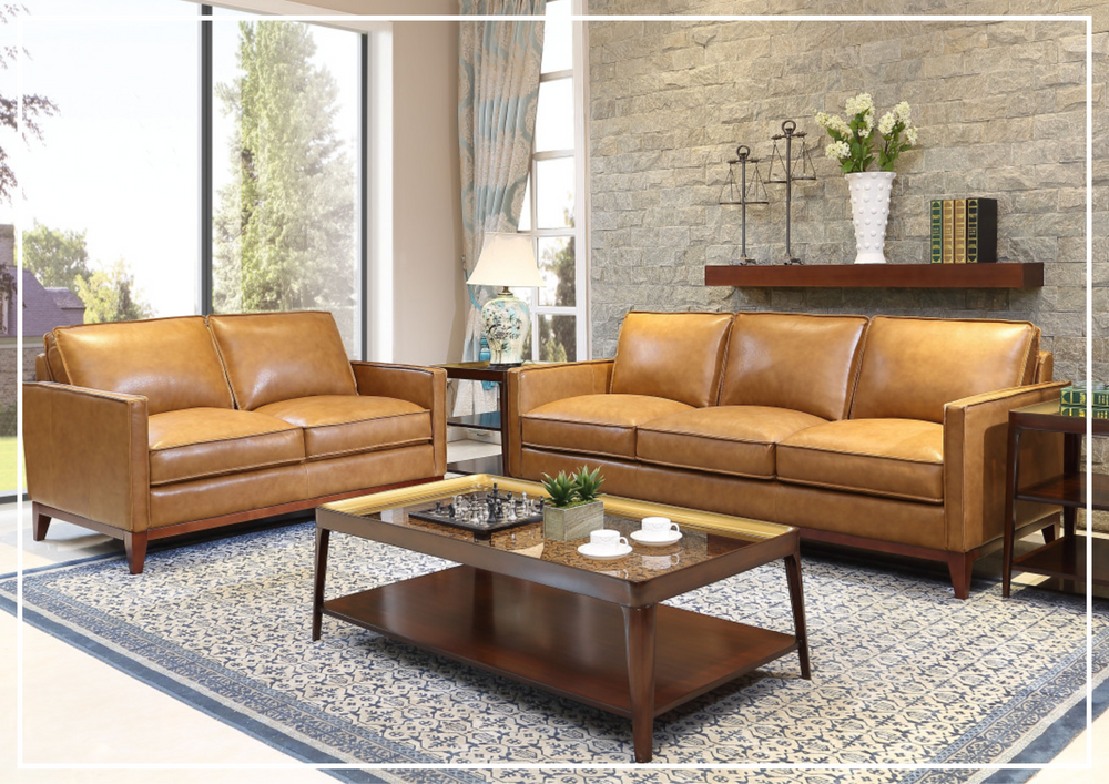 Gio Italia Harper Leather Loveseat with Track Arms-SOFABED