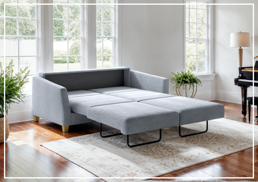 Luonto Monika Fabric Sleeper Sofa With Wood or Chrome Legs
