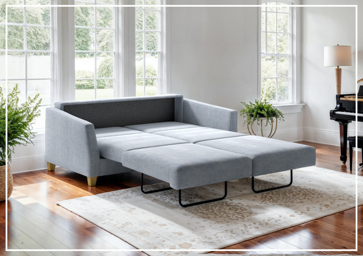 Luonto Monika Fabric Sleeper Sofa With Wood or Chrome Legs