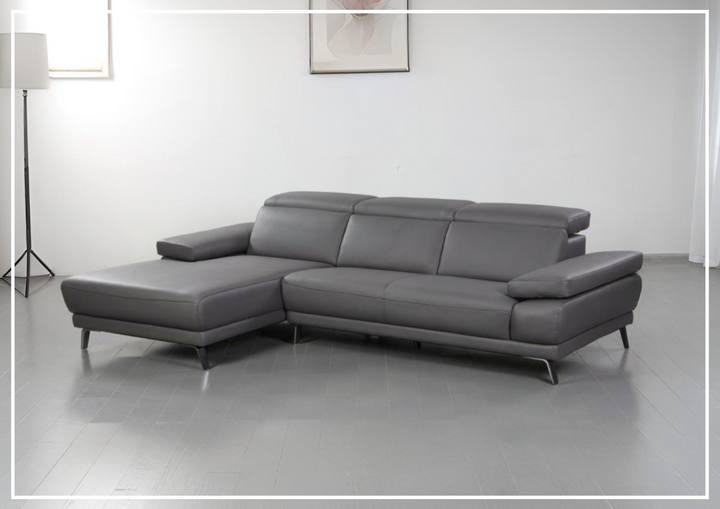 Gio Italia Mercer Leather Sectional Chaise with Adjustable Armrest