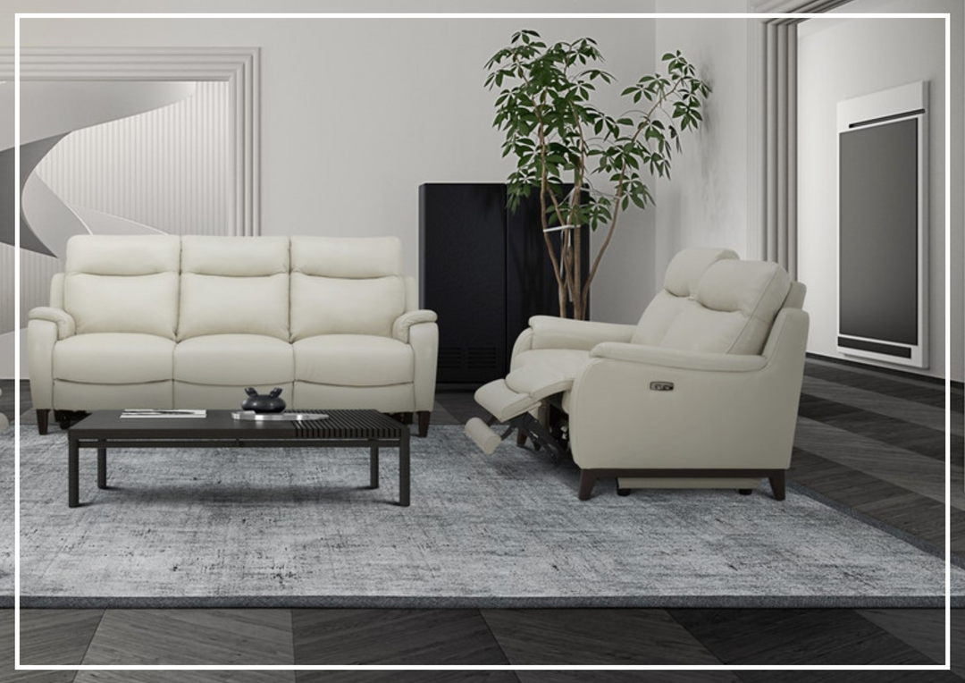 Gio Italia Leonard Leather Loveseat with Two Power Recliners and USB Port-SOFABED