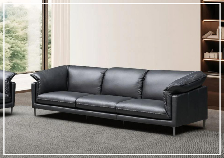 Klaussner Dolce  Leather 3-Seater Stationary Sofa in Black