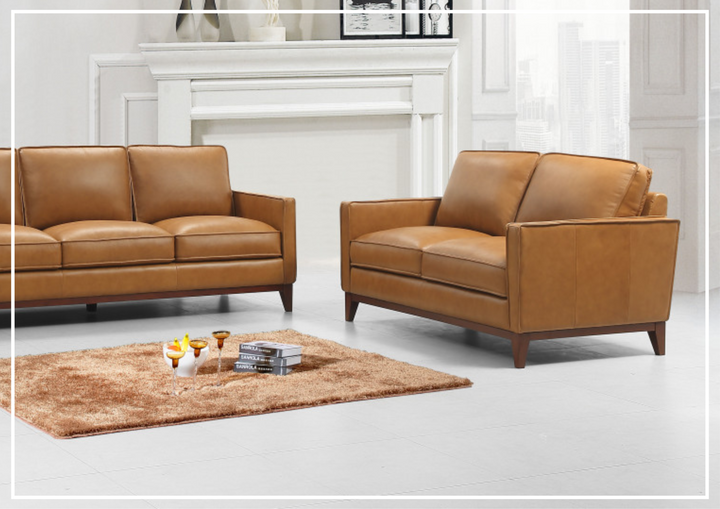 Gio Italia Harper Leather Loveseat with Track Arms-SOFABED