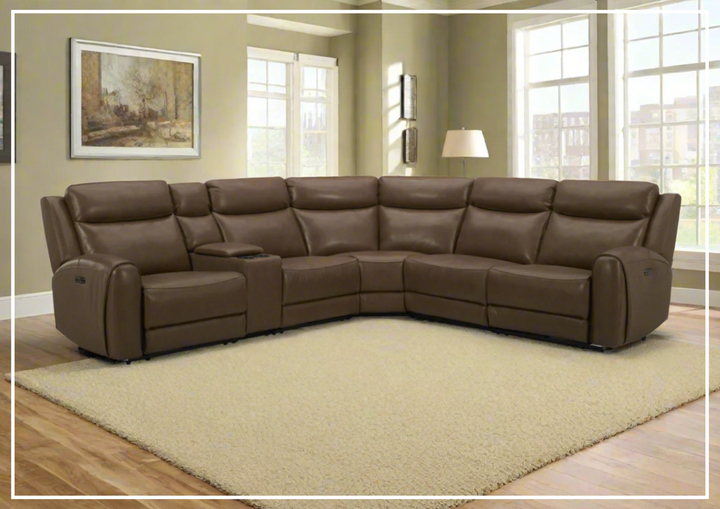 Gio Italia Wonder 6 Piece Sectional Recliner Sofa In Leather and Fabric Option-SOFABED
