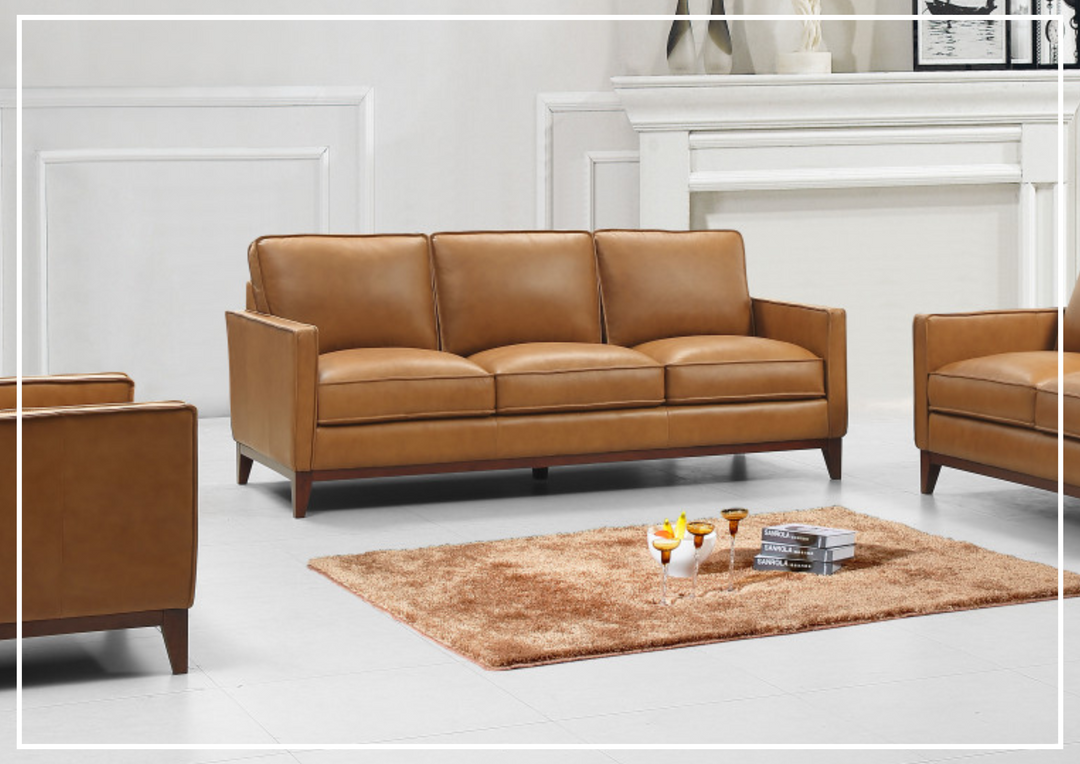 Gio Italia Harper Leather 3-Seater Sofa with Track Arms-SOFABED