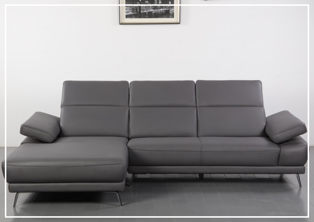 Gio Italia Mercer Leather Sectional Chaise with Adjustable Armrest