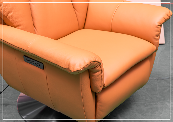Klaussner Alessandro Leather Double Power Swivel Recliner Chair