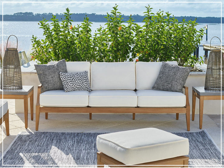 Universal Furniture Coastal Living Outdoor Chesapeake Sofa with Natural Teak Finish