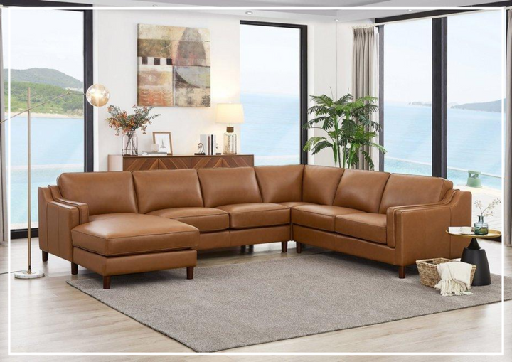 Hydeline Bella U-Shaped Leather Sectional Sofa with Chaise-Sofabed