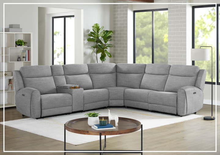 Gio Italia Wonder 6 Piece Sectional Recliner Sofa In Leather and Fabric Option-SOFABED