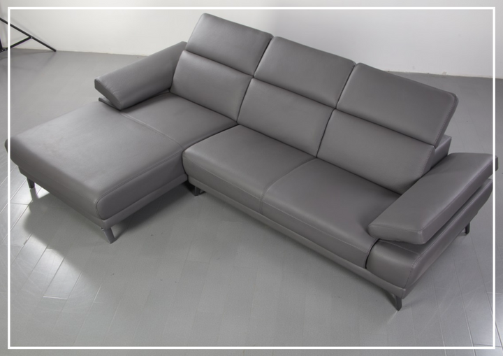Gio Italia Mercer Leather Sectional Chaise with Adjustable Armrest