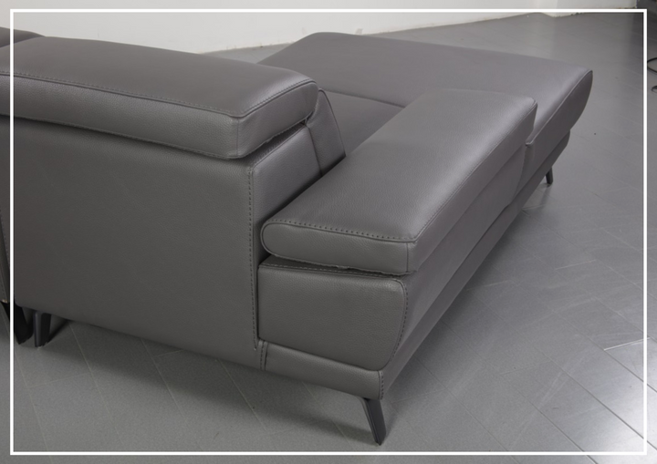 Gio Italia Mercer Leather Sectional Chaise with Adjustable Armrest