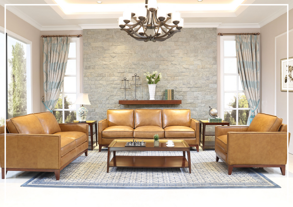 Gio Italia Harper Leather Chair in Tan Color-SOFABED