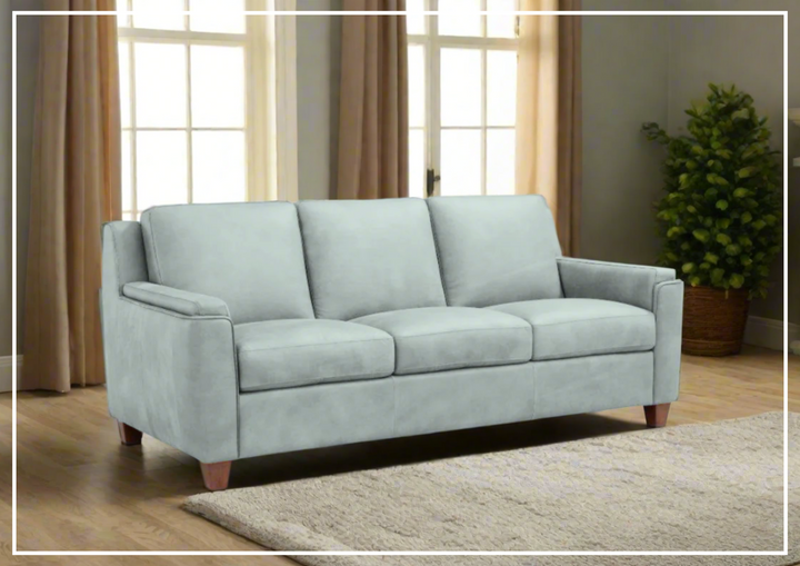 Kathy Ireland Malmo 3-Seater Blue Leather Sleeper Sofa-SOFABED