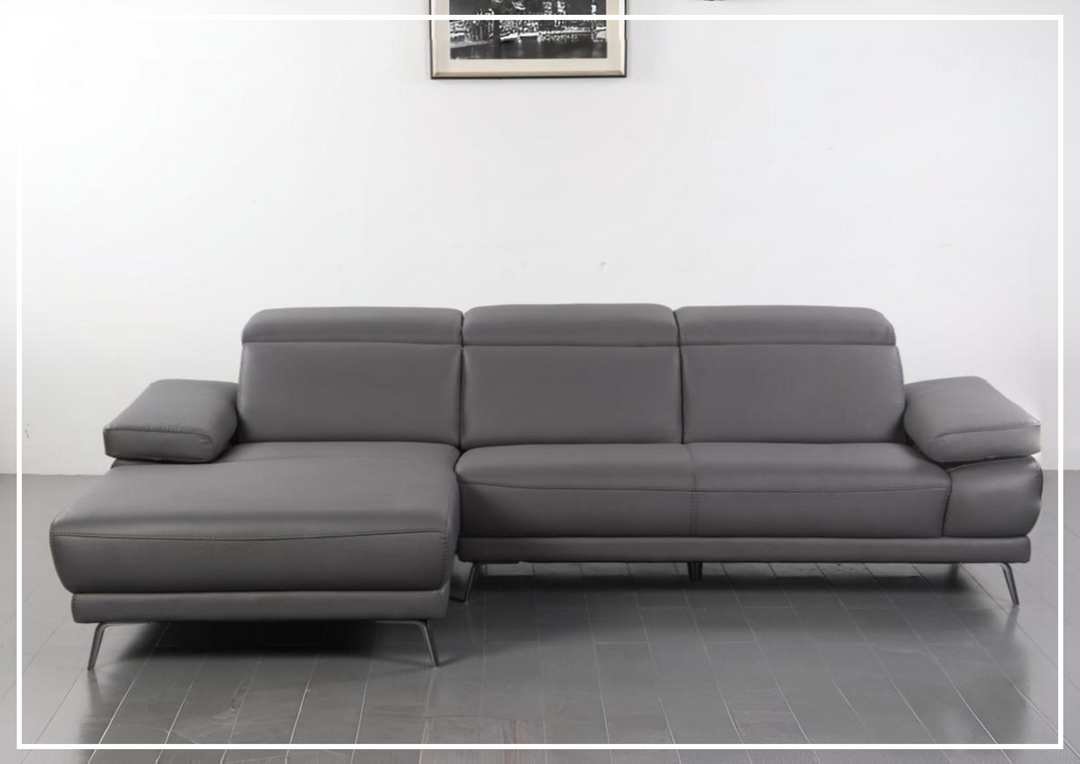 Gio Italia Mercer Leather Sectional Chaise with Adjustable Armrest