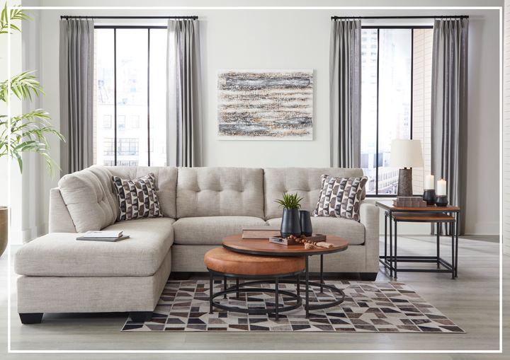 Gio Italia Marston Fabric 2-Piece Sleeper Sectional with Chaise In Light and Dark Color Options