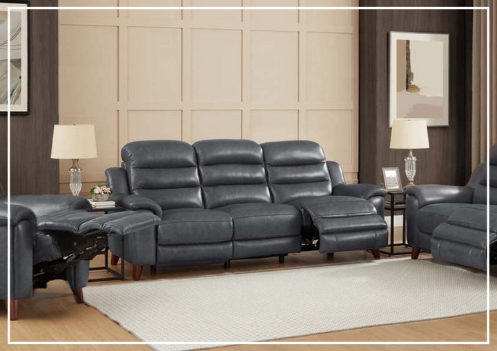 Hydeline Dream Gray Leather 3-Seater Power Recliner Sofa