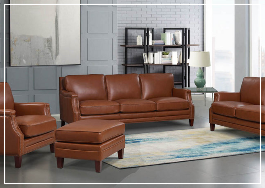 Hydeline Camano Brown Premium Leather 3-Seater Sofa