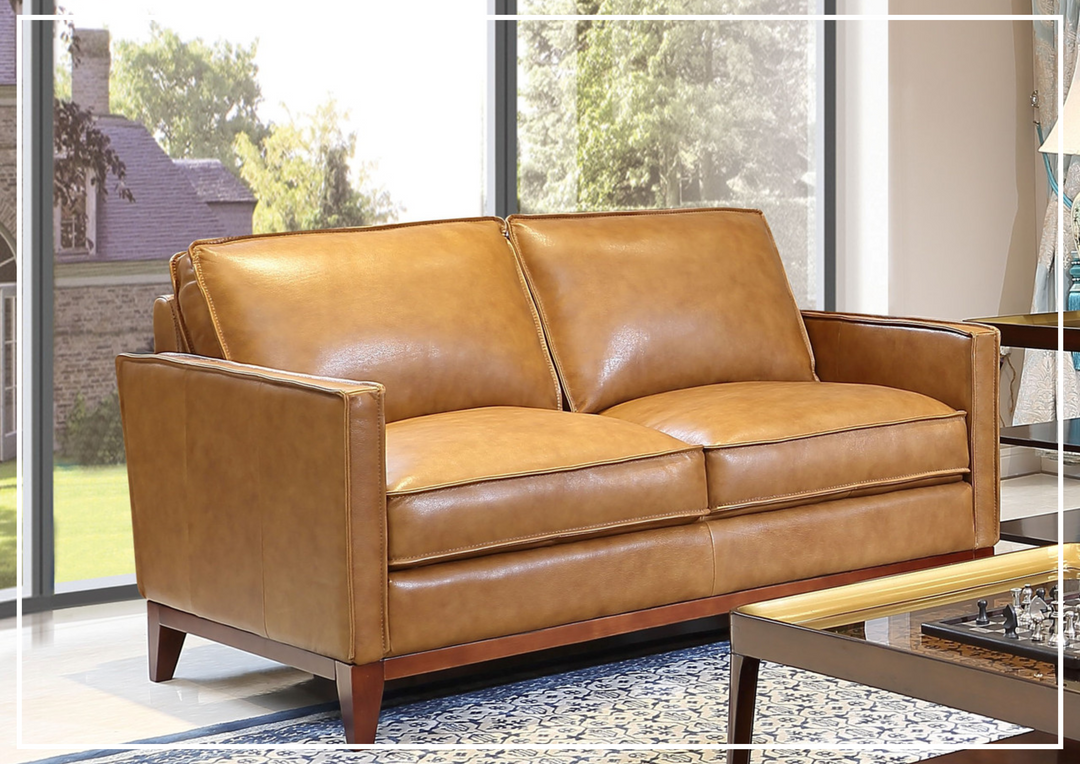 Gio Italia Harper Leather Loveseat with Track Arms-SOFABED