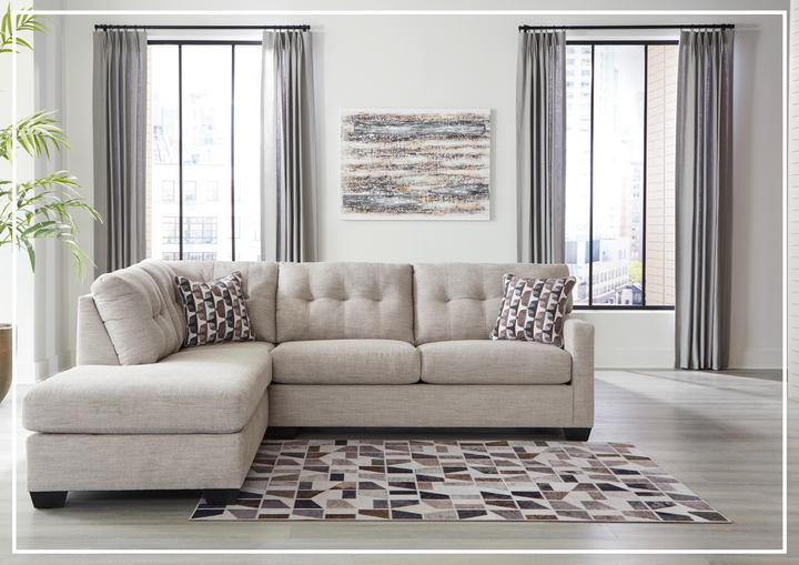Gio Italia Marston Fabric 2-Piece Sleeper Sectional with Chaise In Light and Dark Color Options