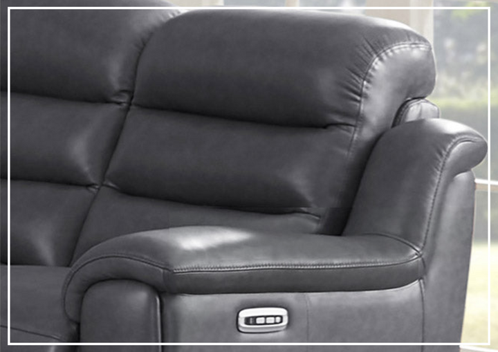 Hydeline Dream Gray Leather 3-Seater Power Recliner Sofa