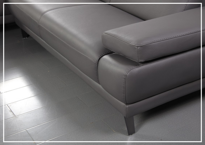 Gio Italia Mercer Leather Sectional Chaise with Adjustable Armrest