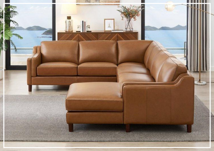 Hydeline Bella U-Shaped Leather Sectional Sofa with Chaise-Sofabed