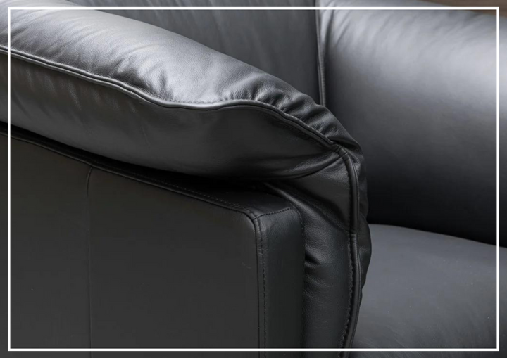 Klaussner Dolce  Leather 3-Seater Stationary Sofa in Black