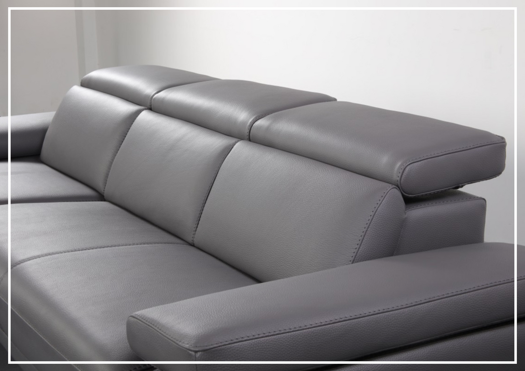 Gio Italia Mercer Leather Sectional Chaise with Adjustable Armrest