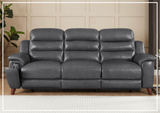 Hydeline Dream Gray Leather 3-Seater Power Recliner Sofa