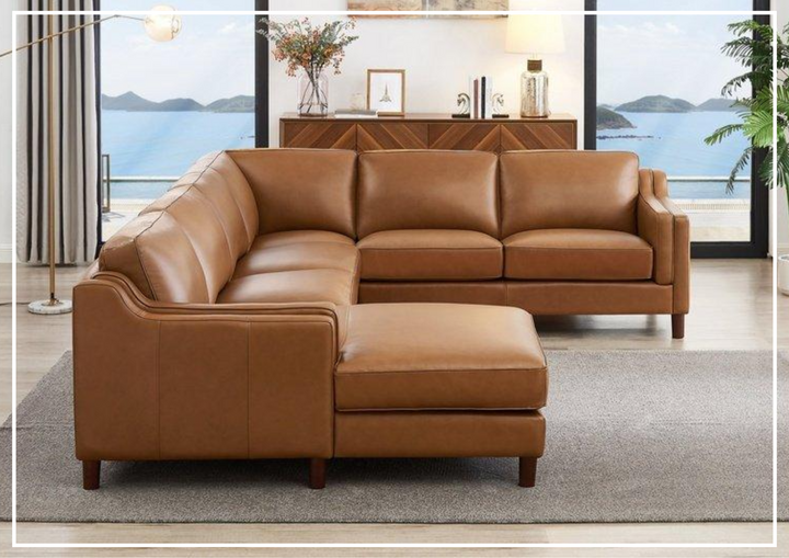Hydeline Bella U-Shaped Leather Sectional Sofa with Chaise-Sofabed