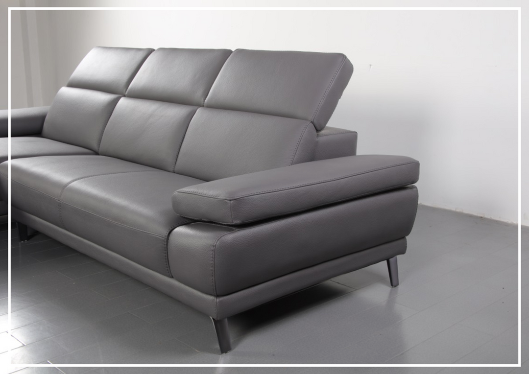 Gio Italia Mercer Leather Sectional Chaise with Adjustable Armrest