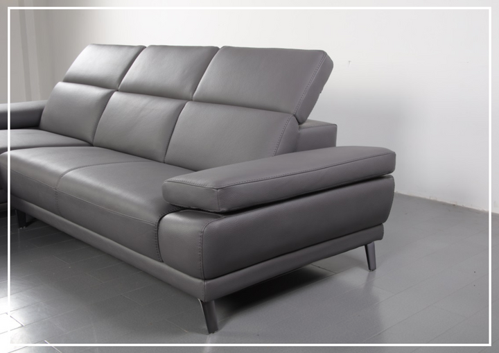 Gio Italia Mercer Leather Sectional Chaise with Adjustable Armrest
