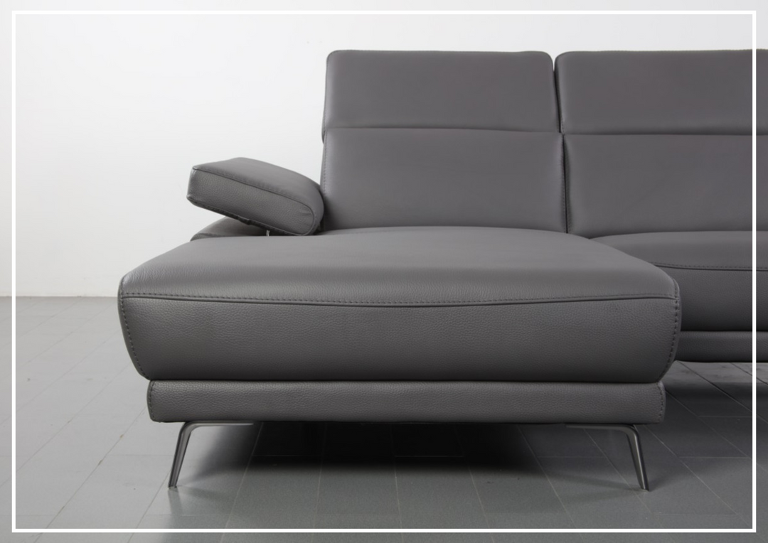 Gio Italia Mercer Leather Sectional Chaise with Adjustable Armrest