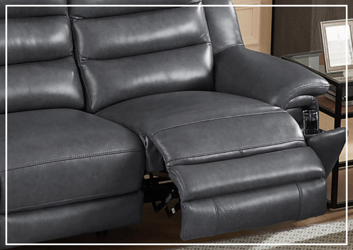 Hydeline Dream Gray Leather 3-Seater Power Recliner Sofa
