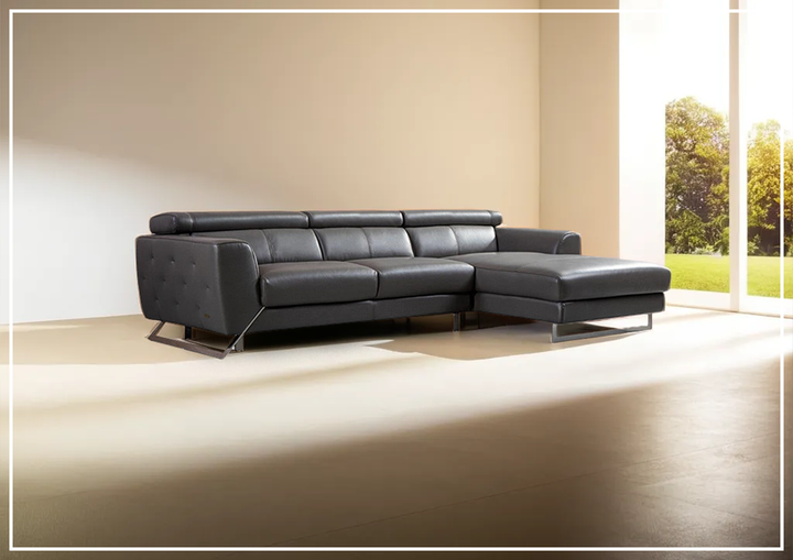Niva Leather Sectional black