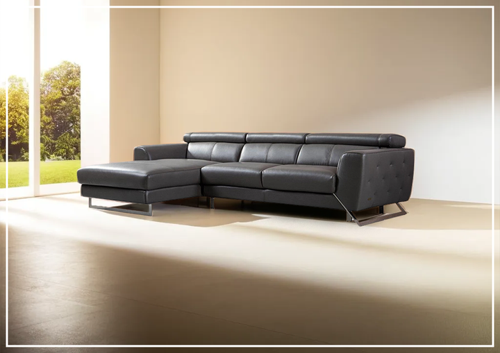 Niva Leather Sectional  black