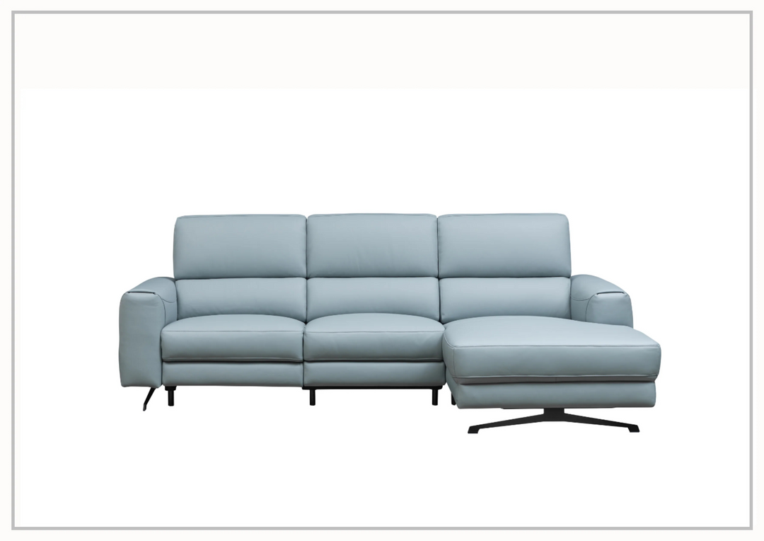 Klaussner Milano Blue Leather L-Shape Power Reclining Sectional Sofa