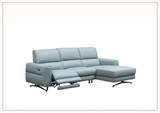 Klaussner Milano Blue Leather L-Shape Power Reclining Sectional Sofa