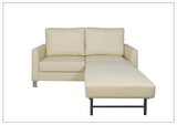 Nova Queen Leather Sleeper Sofa With Wood and Chrome Legs