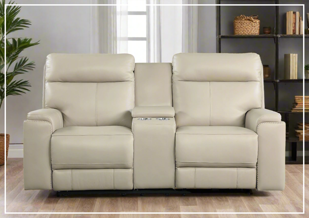 Gio Italia Bruna 2-Seater Leather Power Reclining Sofa With Console- Sofabed.com