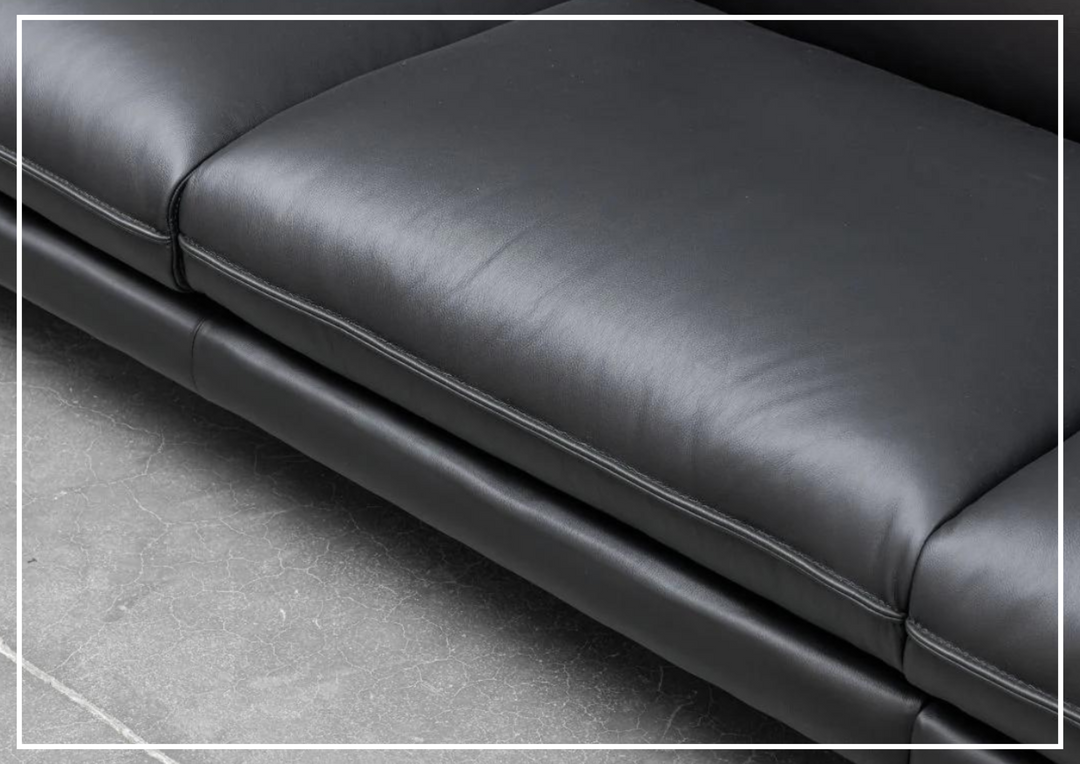 Klaussner Dolce  Leather 3-Seater Stationary Sofa in Black
