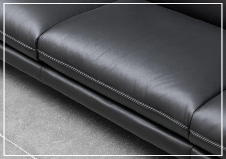 Klaussner Dolce  Leather 3-Seater Stationary Sofa in Black