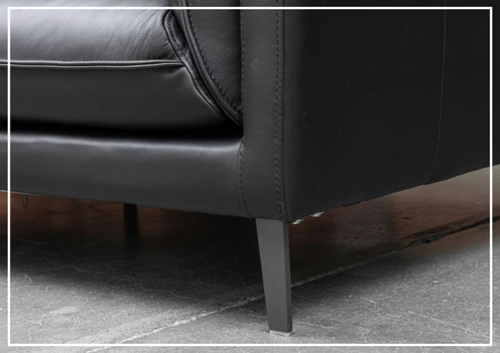 Klaussner Dolce Black Leather Stationary Chair with Cushion Arms
