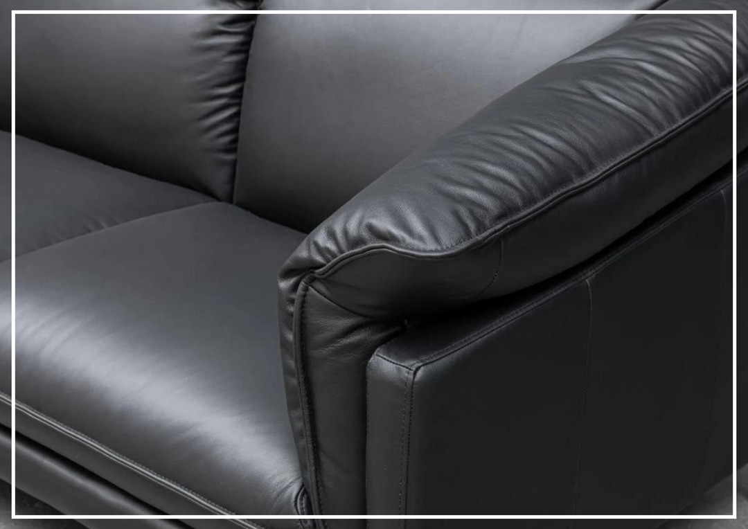 Klaussner Dolce  Leather 3-Seater Stationary Sofa in Black