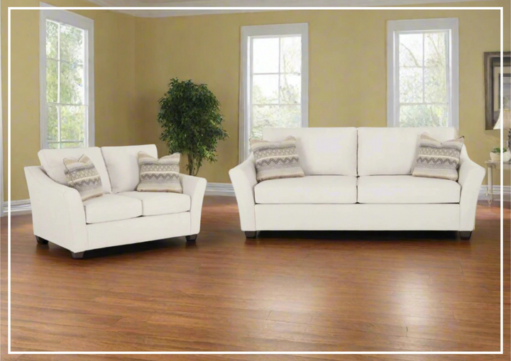 Klaussner Linville Cream Fabric Living Room Set (Sofa + Loveseat)