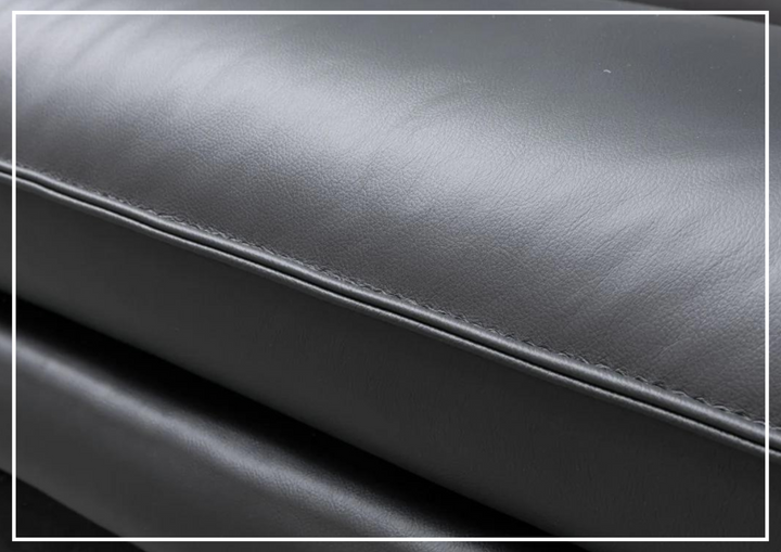 Klaussner Dolce Black Leather Stationary Chair with Cushion Arms
